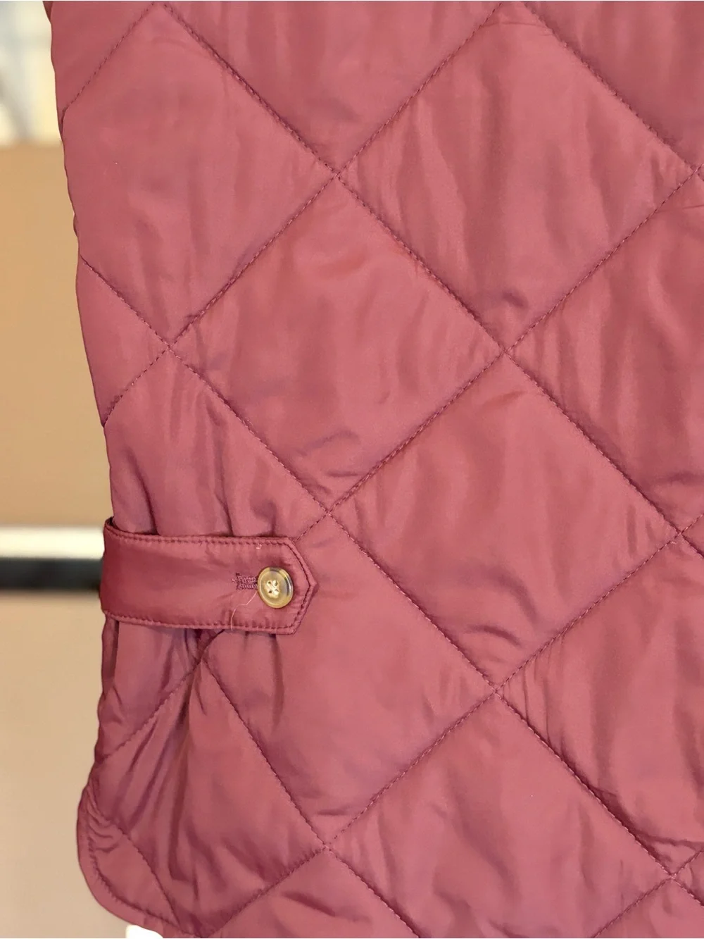 J. Crew Walker Quilted Vest Burgundy Full Zip Men’s Size Large Outdoor